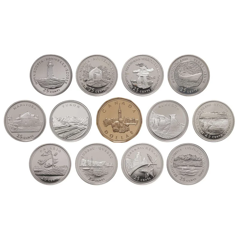 1992 25c 125th Anniversary of Confederation Sterling Silver 13-Coin Proof Set with Loonie